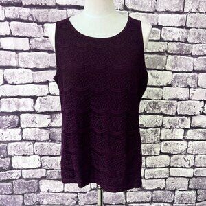 LOFT Purple Lace Front Sleeveless Top Size L